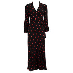 Ganni Vestido Envolvente Negro Lunares Talla S