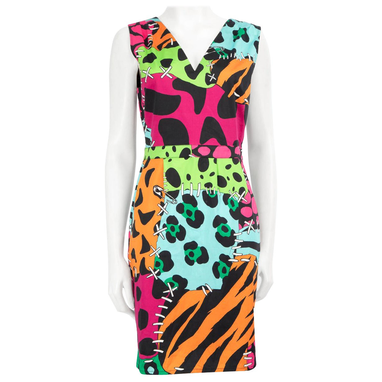 Moschino Patchwork Patterned Dress Size L For Sale