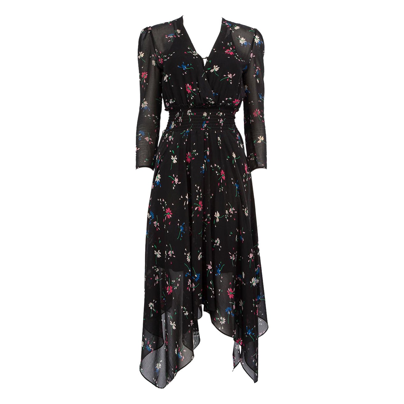 Robe midi Maje noire à imprimé floral Taille S