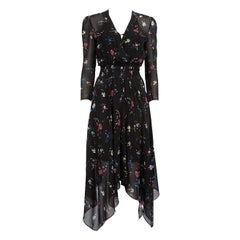 Maje Schwarzes Midikleid mit Blumendruck Größe S