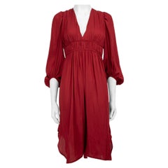 Halston Heritage Red V-Neck Ruched Dress Size M
