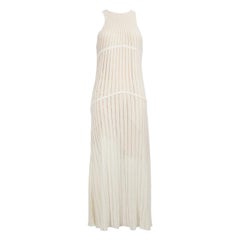 Herve Leger White Pleated Mock-Neck Midi Dress Size S