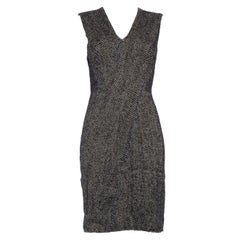 Bottega Veneta Mini vestido azul marino con cuello en V y galones Talla XS