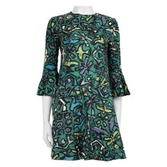 Valentino Garavani Green Abstract Bird Print Mini Dress Size S