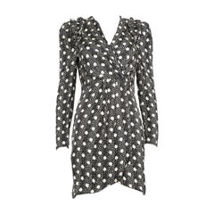 Sandro Black Polkadot Ruffle Trim Dress Size S