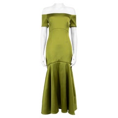 Temperley London Green Satin Ball Midi Gown Size S