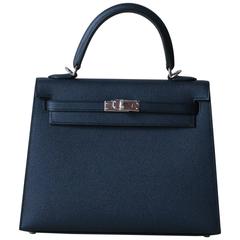 HERMÈS Kelly Sellier épsom 25'' Bleu Indigo
