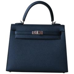 HERMES Kelly Sellier epsom 25' Bleu Indigo