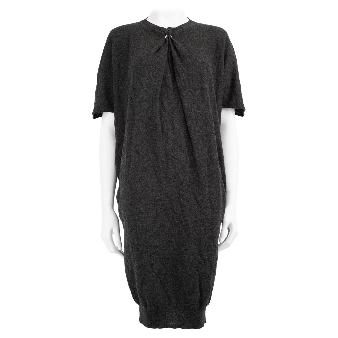 Lanvin - Robe en laine grise en maille longueur genou, taille XS