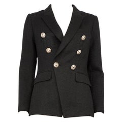 Blazer double boutonnage en jacquard noir Balmain Taille S