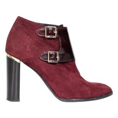 Used Burberry Burgundy Suede Ankle Boots Size IT 40