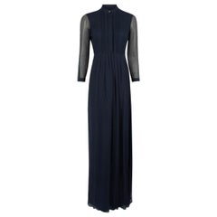 Burberry Marineblaues Chiffon Krepp Maxikleid Größe XXS