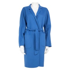 Max Mara - Cappotto in lana blu con cintura di media lunghezza - taglia L.