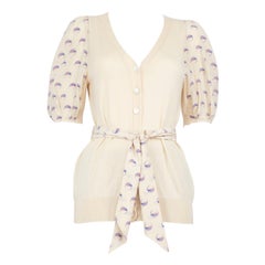 Louis Vuitton Beige Cashmere Graphic Belted Top Size XS
