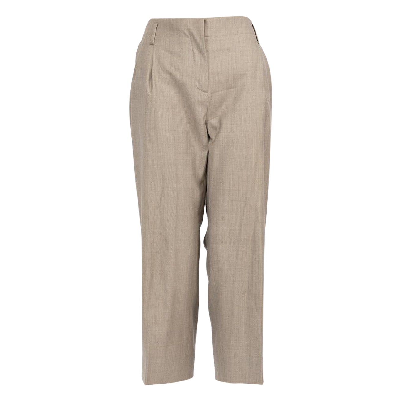 Max Mara Beige Wool Cropped Trousers Size L
