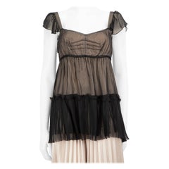 Dolce & Gabbana - Top Baby Doll in chiffon di seta nero taglia L.
