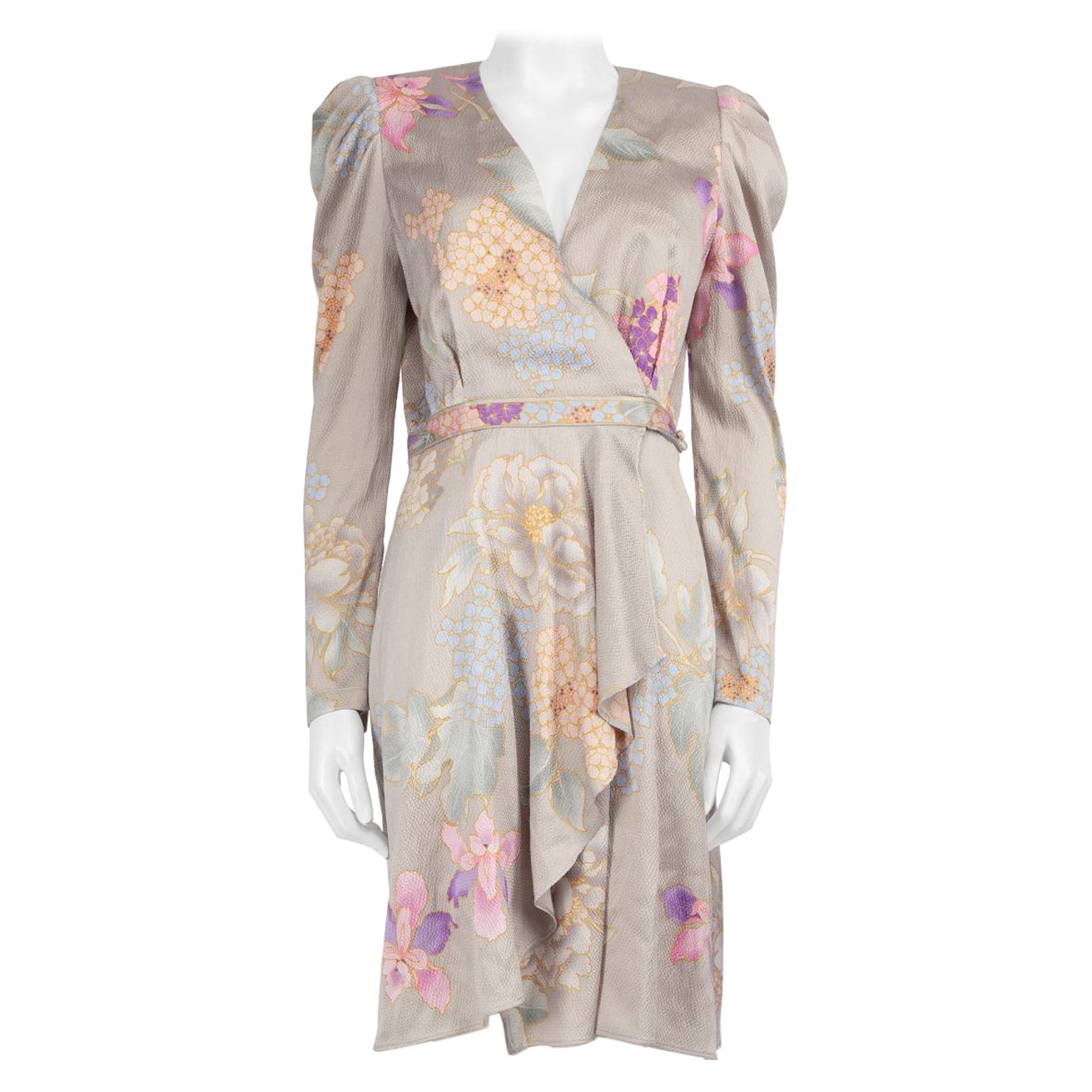 Leonard Vestido de seda floral largo hasta la rodilla Talla XL en venta