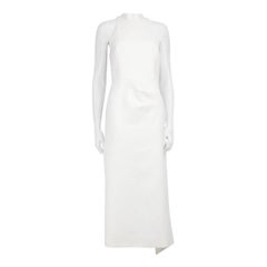 Emilia Wickstead Ivory Wool High Neck Midi Dress Size M