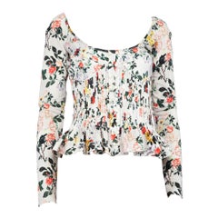 Paco Rabanne Floral Print Pin Tuck Top Size M