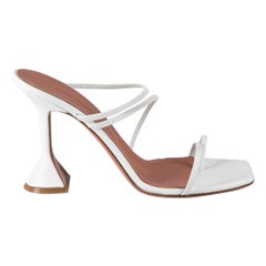 Amina Muaddi White Naima 95 Leather Sandals Size IT 40