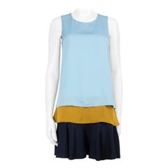 Diane von Furstenberg Vestido con detalle de paneles de seda azul Talla S