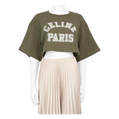 Céline Green Short Sleeve Cropped Top Size S