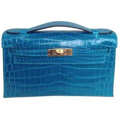HERMES Mini Kelly in Blue Izmir Crocodile 3