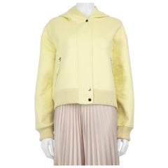 Hermès Yellow Cashmere Hooded Cropped Jacket Size L