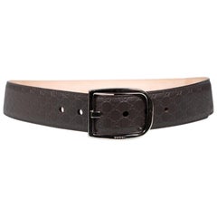 Gucci Brown Leather Monogram Embossed Belt
