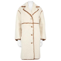 Maje Cappotto monopetto in finto shearling ecru taglia M.