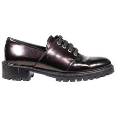 Max Mara Brown Leather Lace Up Oxfords Size IT 38
