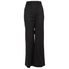 Victoria Beckham Black Wide Leg Pleated Button Trousers Size M