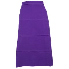 Victoria Beckham Purple Wool A Line Midi Skirt Size XL