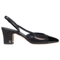 Chanel Black Suede Cap Toe Slingback Heels Size IT 36.5