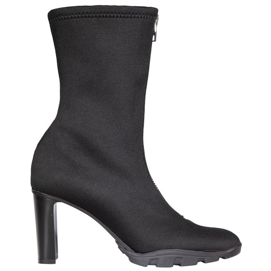 Alexander McQueen Black Sock Heeled Zip Boots Size IT 39 For Sale