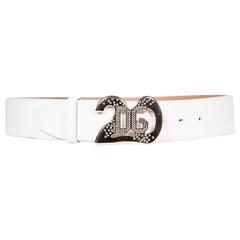 Dolce & Gabbana White Leather 20 DG Belt