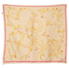 Cartier Beige Silk Heart Chain Square Scarf