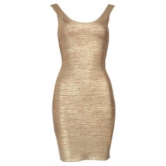 Herve Leger Gold Bodycon Bandage Mini Dress Size XS