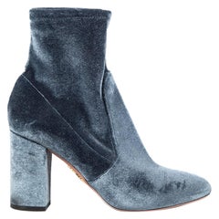 Aquazzura - Stivaletti in velluto grigio Taglia IT 37