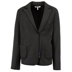 Escada Grau verschönert Tasche Zip Up Blazer Größe L