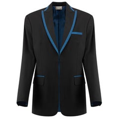 Sanne Black with Metallic Blue Trim Blazer Size S