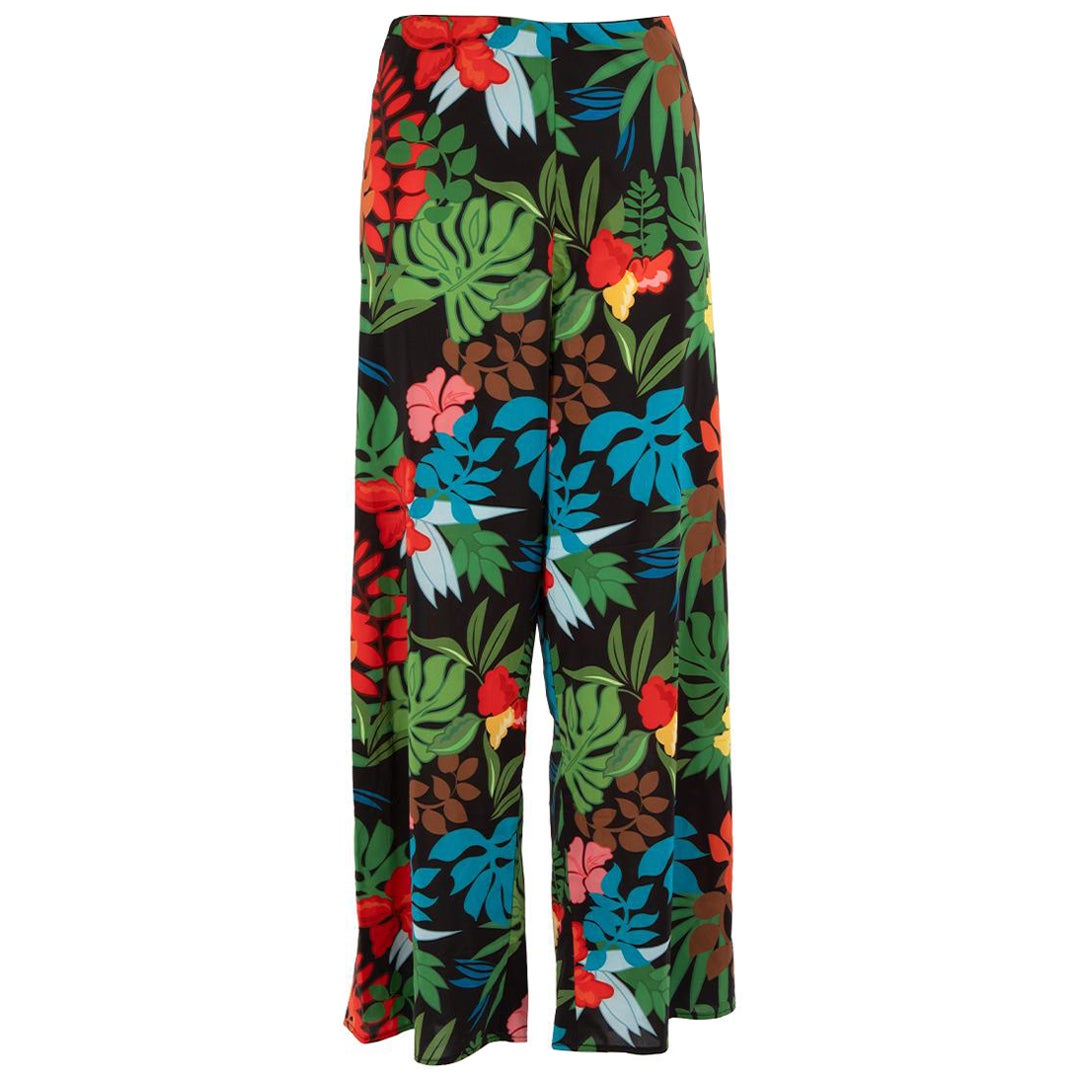 Alice + Olivia Tropical Print Wide Leg Trousers Size S For Sale