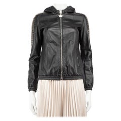 Philipp Plein Chaqueta de cuero negro con tachuelas Talla S