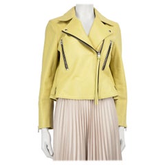 Shoreditch Ski Club Yellow Biker Leather Jacket Size M