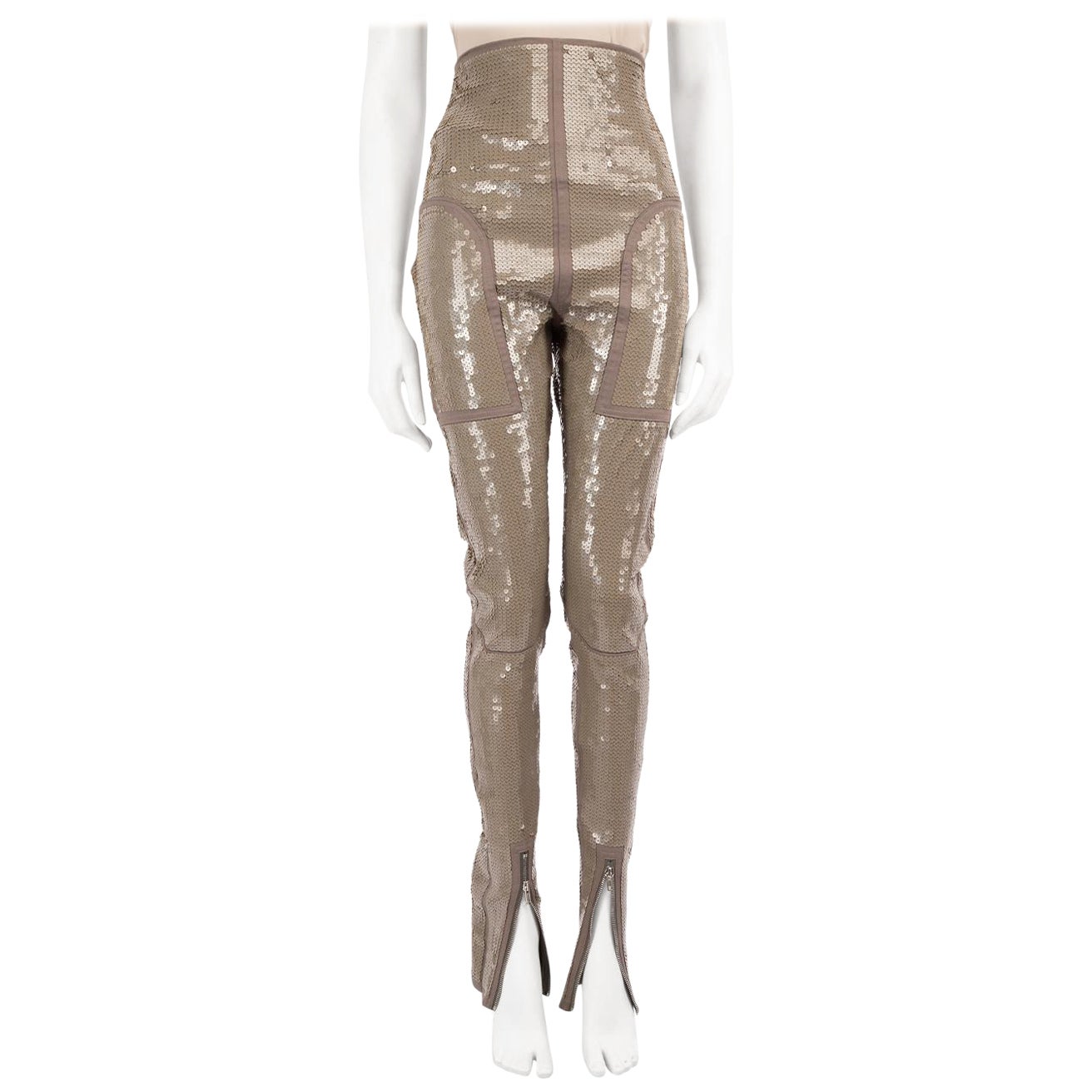Pantalon skinny kaki à paillettes Rick Owens SS23, taille S