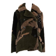 Sacai Sacai x KAWS Camouflage Kunstpelz Mantel Größe M