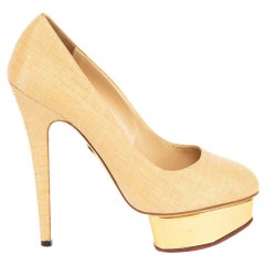 Charlotte Olympia Canvas Round Toe Platform Pumps Size UK 5
