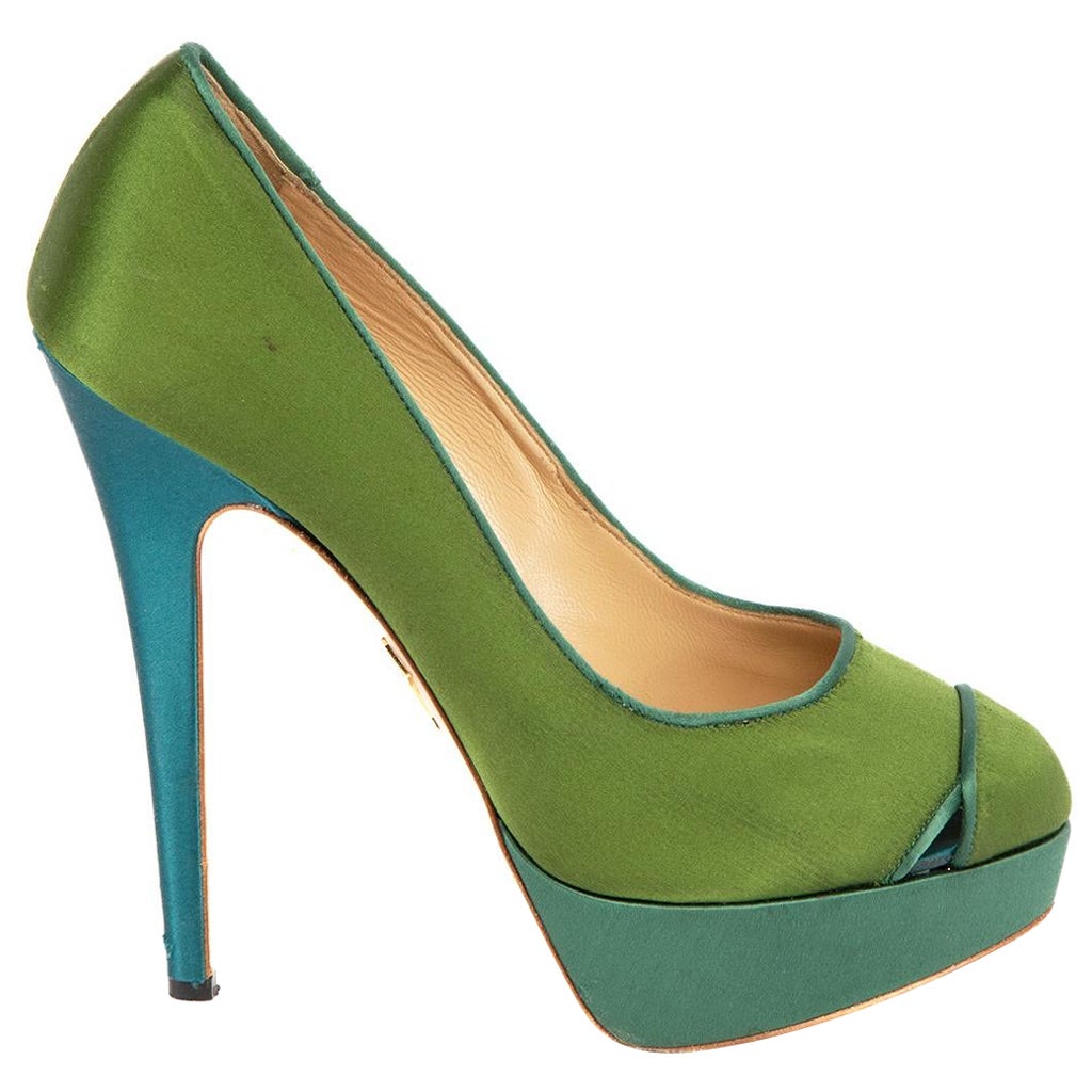 Charlotte Olympia Satin Round Toe Platform Pumps Size UK 5