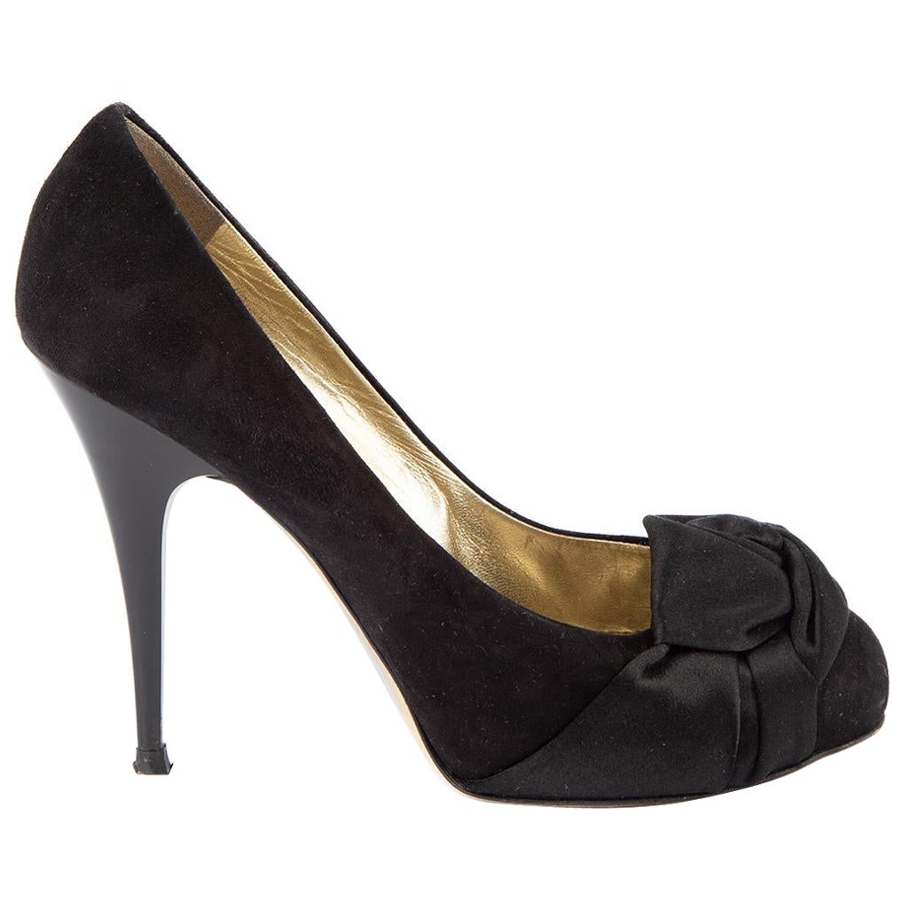 Giuseppe Zanotti Bombas de ante negro con detalle de nudo Talla UK 5.5 en venta