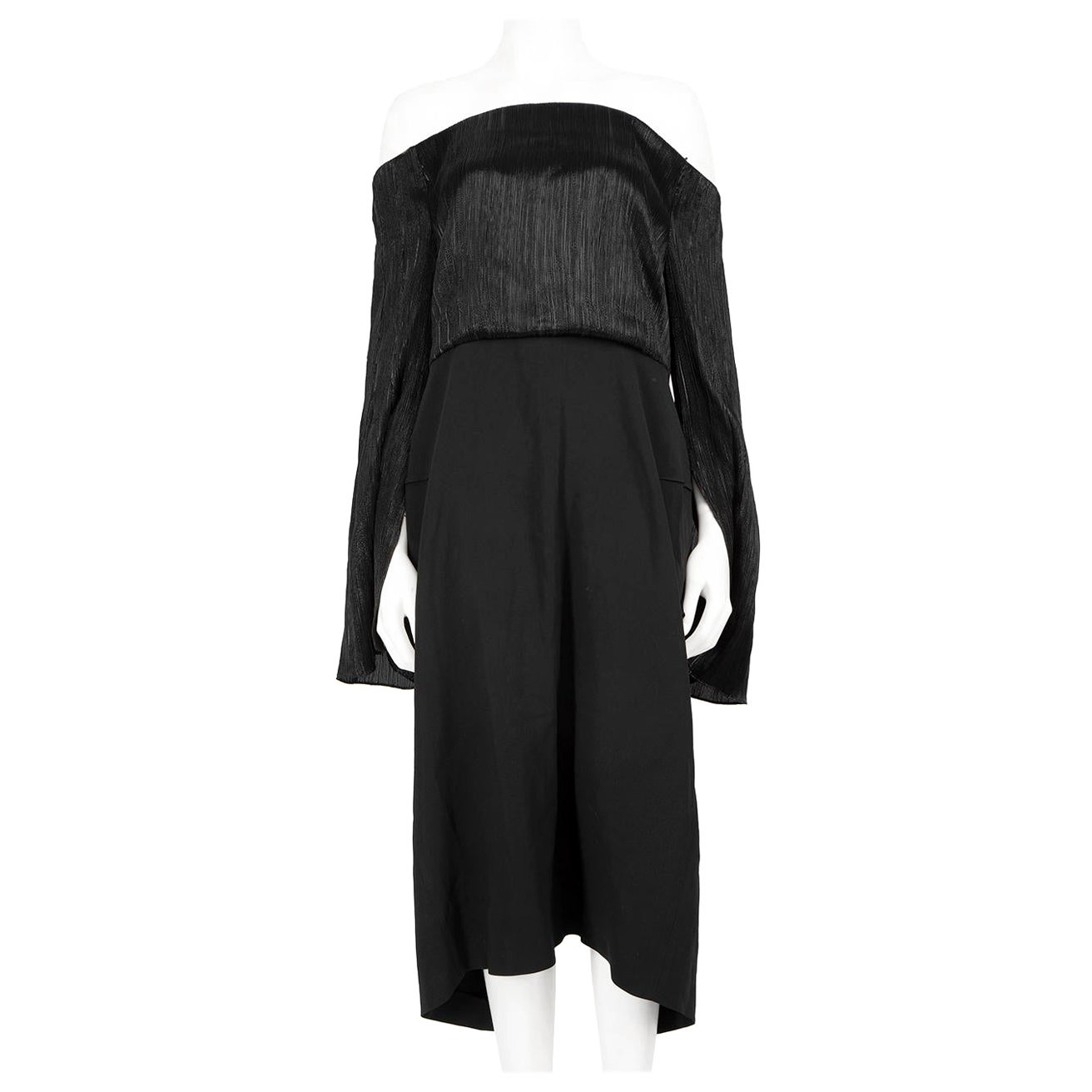 Roland Mouret Black Metallic Off Shoulder Dress Size 4XL For Sale
